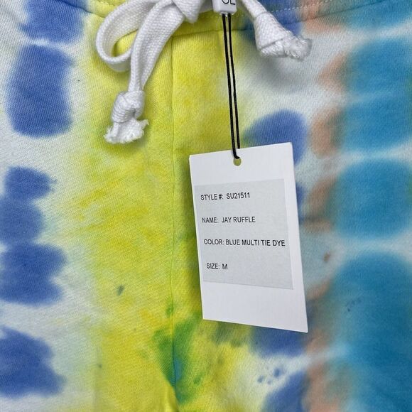 Generation Love Jay Ruffle Sweat Shorts NEW Blue Multi Tie-Dye Womens Medium M - Picture 12 of 12